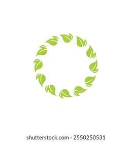 circle leaf logo design vector template. organic icon