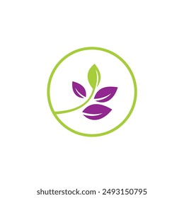 circle leaf logo desin icon