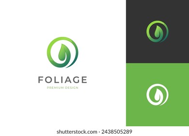 circle leaf logo icon design. green leaf with earth nature vector logo design