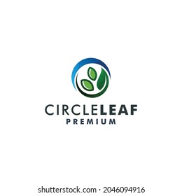 Plantilla de la plantilla del logotipo de la hoja circular naturaleza logotipo de iconos