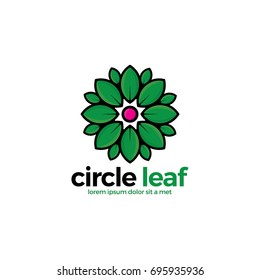 circle leaf logo vector.
