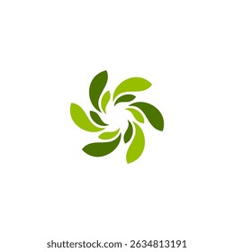 Circle Leaf Logo Vector. Leaves Round Icon
