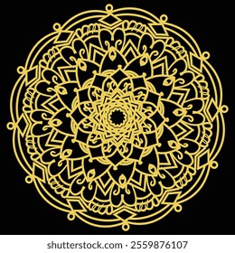 Circle leaf mandala  Arabic style  coloring book design