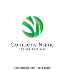 circle leaf nature logo template