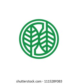 Circle Leaf Pair Outline Symbol