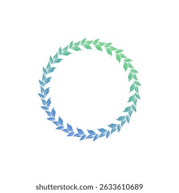 Circle Leaf Vector. Green Leaves Round Frame Design