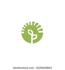 Circle leaf vector logo template design	
