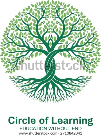 Circle of Learning an Education Symbol with a Tree Vector Illustration