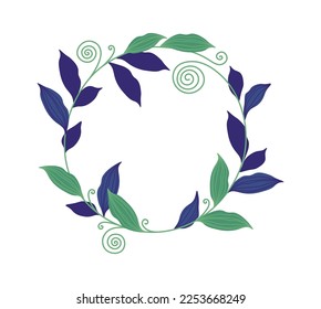Circle leaves frame flat icon Spring wreath. Vector illustration