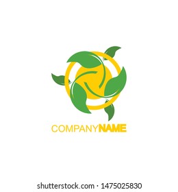 a circle with leaves frame logo design