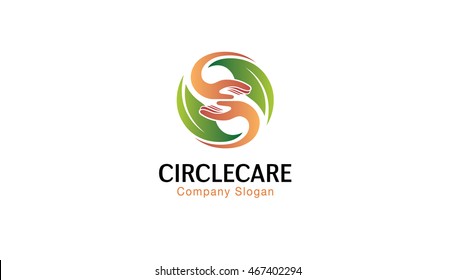 Circle Leaves Hands Clap Logo Vector Symbol Design Illustration