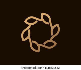 Circle Leaves Logo Design Template