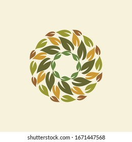 Logo-Design der Vektorillustration mit kreisförmigen Blättern