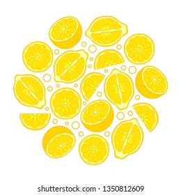 Circle of lemon slices. Vector illustration.