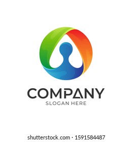 Circle Letter A 3d Logo Concept - Colorful Water Splash Logo Template - Ocean Wave Monogram Logo Element