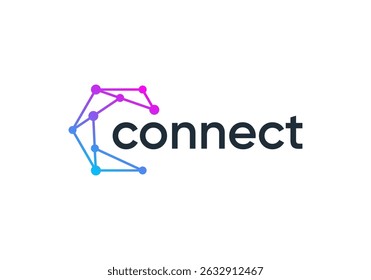 circle letter C global connect logo. network signal technology connectivity symbol icon vector design	
