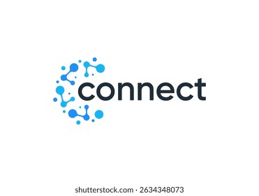 circle letter C global connect logo. network signal technology connectivity symbol icon vector design	