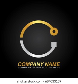 Circle Letter C Logo Design with gold and silver colors.