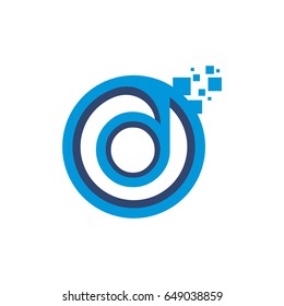 circle letter d pixel logo