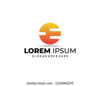 circle Letter E logo icon design template elements. Vector color sign.