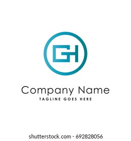 circle letter G, H logo template