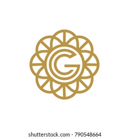 circle  Letter G Logo design. Luxury jewelry frame gem edge logotype