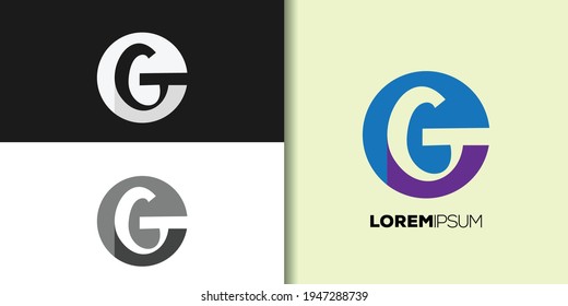letra de círculo g conjunto de logotipo plantilla de idea vector