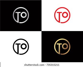 TO Circle Letter Logo Design with RED GOLD BLACK Silver Vector Illustration
