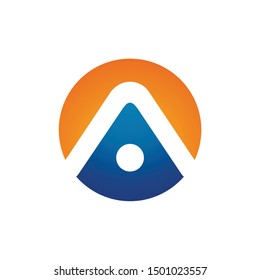 Circle with Letter A Logo. Techno Symbol. Vector Icon.