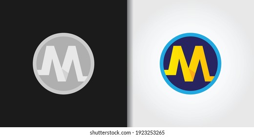 circle letter m logo set idea template vector