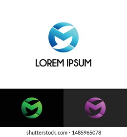 circle Letter M simple logo icon design vector