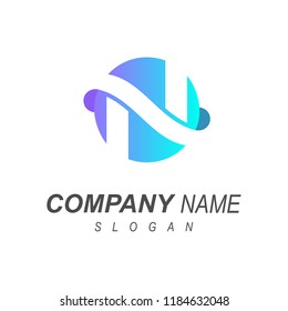 circle letter n logo, globe + letter n