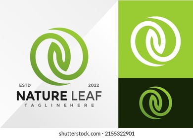 Circle Letter N Nature Leaf Logo Design Vector illustration template