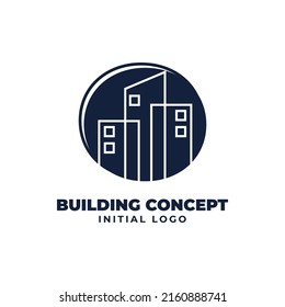 circle letter O with building object initial vector logo design suitable for real estate and property business