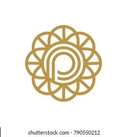 circle  Letter P Logo design. Luxury jewelry frame gem edge logotype