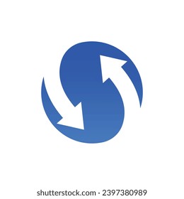Circle letter s arrow logo vector image. circle arrow logo, abstract arrows connection infinity symbol icon, letter S arrows logotype vector design