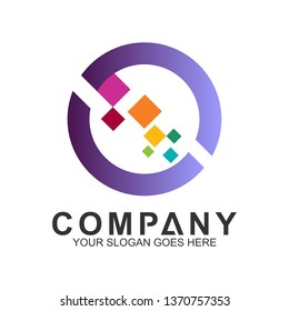 circle letter s tech logo design