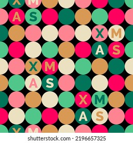 Círculo con letra diseño de patrón sin fisuras para la celebración de navidad.