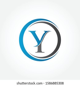 Circle Letter Y Logo With Creative Modern Business Typography Vector Template. Creative Abstract Letter Y Logo Vector. Y Logo Design.