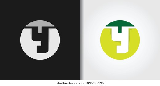 circle letter y logo set template vector