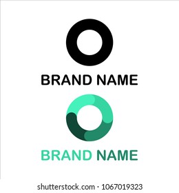 Circle lettering O logo black green color