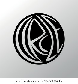 Circle letters typographic, vector illustration calligraphy, round shapes on gradient background, eps 10