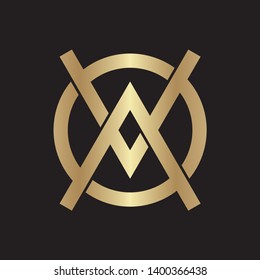 circle with the letters A and V, logo - vector - template - illustration