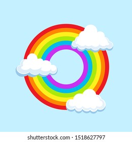 Circle LGBT rainbow in clouds symbol icon. Gay pride, vector illustration