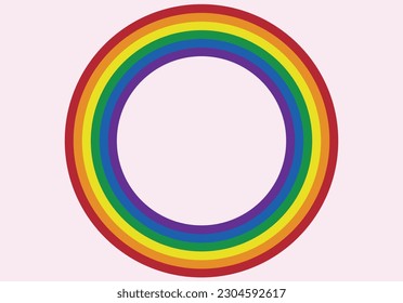 Circle with lgbtiq+ flag on white background.