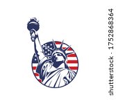 circle liberty logo with usa america flag vector illustration
