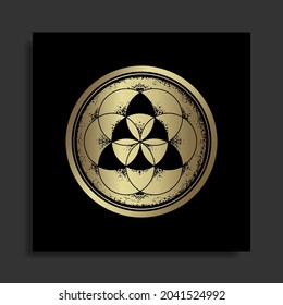 Circle of life in engraving style, hand drawn, line art, luxury, celestial, esoteric, boho 