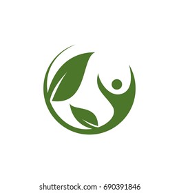 Circle Life People Leaf Logo Vector