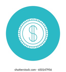 circle light blue with coin icon vector illustration