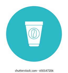 circle light blue with disposable cup with hot coffee vector illustration